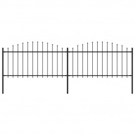 Gard de grădină cu vârf suliță, negru, (1,25-1,5)x3,4 m oțel