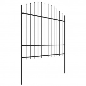 Gard de grădină cu vârf suliță, negru, (1,5-1,75) x 1,7 m, oțel - Img 2