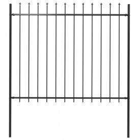 Gard de grădină cu vârf suliță, negru, 1,7 x 1,5 m, oțel