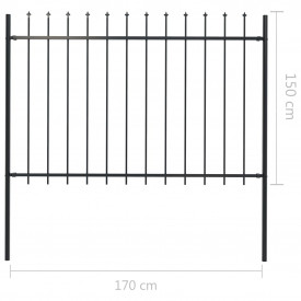 Gard de grădină cu vârf suliță, negru, 1,7 x 1,5 m, oțel - Img 5