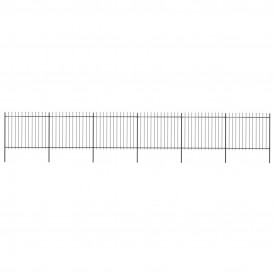 Gard de grădină cu vârf suliță, negru, 10,2 x 1,5 m, oțel