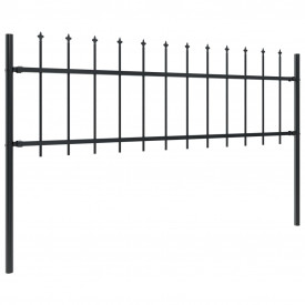 Gard de grădină cu vârf suliță, negru, 8,5 x 0,6 m, oțel - Img 2