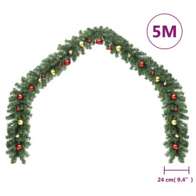 Ghirlandă de Crăciun decorată cu globuri și becuri LED, 5 m - Img 6