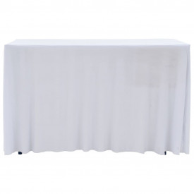 Huse elastice de masă lungi, 2 buc., alb, 120 x 60,5 x 74 cm - Img 2