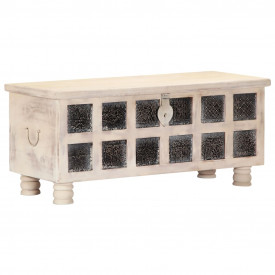 Ladă de depozitare, alb, 110x40x45 cm, lemn masiv de acacia - Img 10