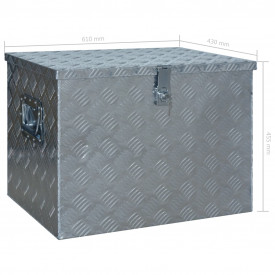 Ladă din aluminiu, 610 x 430 x 455 cm, argintiu - Img 8