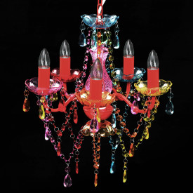 Lustră Cristal Artificial pentru 5 becuri Multicoloră - Img 3
