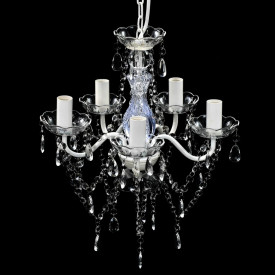 Lustră transparentă de cristal artificial cu 5 becuri - Img 4