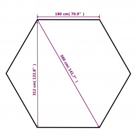 Marchiză pavilion de grădină, perdele, hexagonal, 360x265 cm - Img 8
