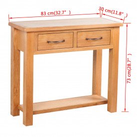 Masă consolă cu 2 sertare, 83 x 30 x 73 cm, stejar - Img 6