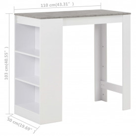 Masă de bar cu raft, alb, 110 x 50 x 103 cm - Img 6