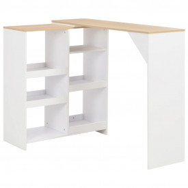 Masă de bar cu raft mobil, alb, 138x40x120 cm
