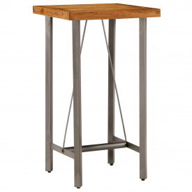 Masă de bar, lemn masiv de tec reciclat, 60 x 60 x 107 cm - Img 2