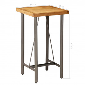 Masă de bar, lemn masiv de tec reciclat, 60 x 60 x 107 cm - Img 12