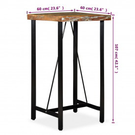 Masă de bar, lemn masiv reciclat, 60 x 60 x 107 cm - Img 11