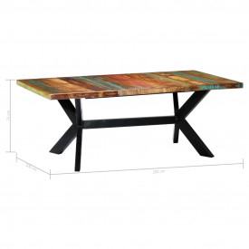 Masă de bucătărie, 200x100x75 cm, lemn masiv reciclat - Img 5