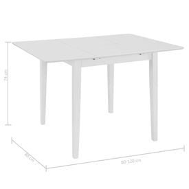 Masă de bucătărie extensibilă, alb, (80-120)x80x74 cm, MDF - Img 3