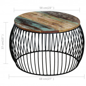 Masă de cafea rotundă, lemn reciclat de esență tare, 68x43 cm - Img 5