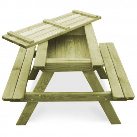 Masă de picnic de exterior cu bănci, lemn de pin tratat FSC - Img 3