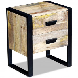 Masă laterală cu 2 sertare din lemn solid de mango, 43x33x51 cm - Img 5