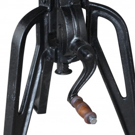 Masă laterală din lemn reciclat solid, cadru fier, 60x(42-63)cm - Img 9
