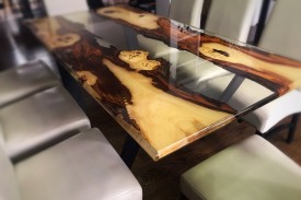 Măsă lemn de plop și rășină epoxidica, 180 x 90 x 80 modelul 2 - Img 2