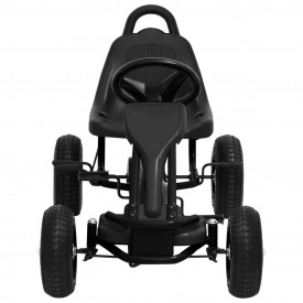 Mașinuță kart cu pedale și roți pneumatice, negru - Img 3