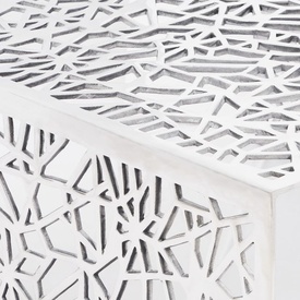 Măsuță de cafea cu design geometric, argintiu, aluminiu - Img 2