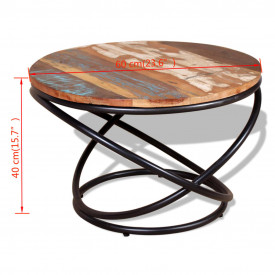 Măsuță de cafea din lemn masiv reciclat 60 x 60 x 40 cm - Img 9
