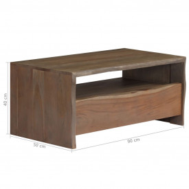 Măsuță de cafea, gri, 90x50x40 cm, lemn masiv de acacia - Img 11