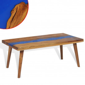 Măsuță de cafea Lemn de tec cu rășină epoxidică 100x50x40 cm - Img 2