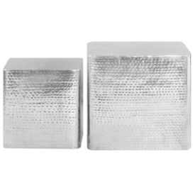 Măsuțe de cafea, 2 buc., argintiu, aluminiu - Img 2