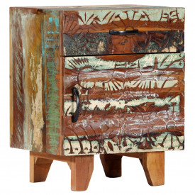 Noptieră sculptată manual, 40 x 30 x 50 cm, lemn masiv reciclat - Img 12