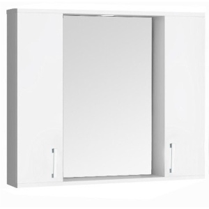 Oglinda baie cu dulap GN0001, dreptunghiulara, PAL Lucios, iluminare led, 3 rafturi, 75 cm, alb - Img 2