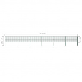 Panou de gard cu stâlpi, verde, 10,2 x 0,8 m, fier - Img 5