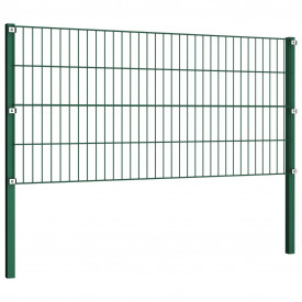 Panou de gard cu stâlpi, verde, 3,4 x 0,8 m, fier - Img 3