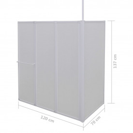 Panou separeu pentru baie 70 x 120 x 140 cm Formă L Pliabil în 4 - Img 7