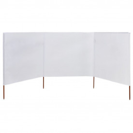Paravan anti-vânt cu 3 panouri, alb, 400 x 120 cm, textil - Img 2