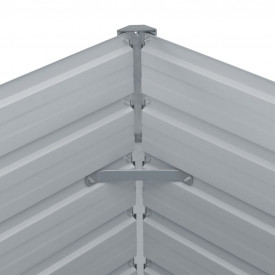 Pat înalt cu straturi, 129x129x46 cm, oțel galvanizat, gri - Img 5
