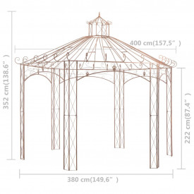 Pavilion de grădină, maro antic, 4 m, fier - Img 6
