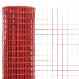 Plasă de sârmă, roșu, 10 x 1,5 m, oțel cu înveliș PVC, pătrat - Img 3