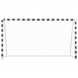 Poartă de fotbal, negru și alb, 300 x 160 x 90 cm, metal - Img 2