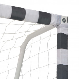 Poartă de fotbal, negru și alb, 300 x 200 x 90 cm, metal - Img 4