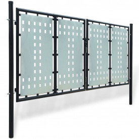 Poartă dublă neagră pentru gard 300 x 175 cm - Img 2