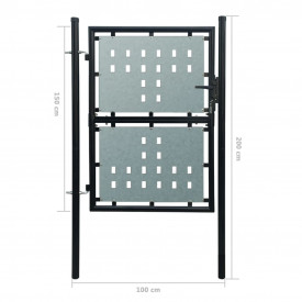 Poartă neagră pentru gard 100 x 200 cm - Img 5