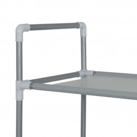 Raft încălțăminte 10 etajere, metal și textil nețesut, argintiu - Img 4