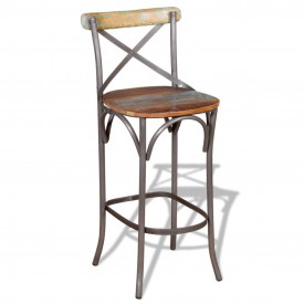 Scaun de bar din lemn masiv reciclat, 45 x 45 x 110 cm - Img 4