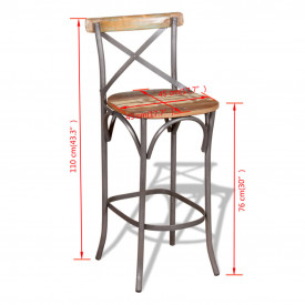 Scaun de bar din lemn masiv reciclat, 45 x 45 x 110 cm - Img 9