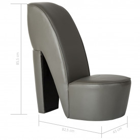Scaun, design toc înalt, gri, piele ecologică - Img 7