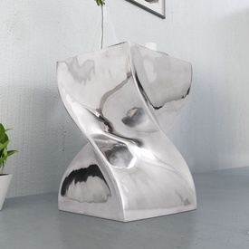 Scaun/Masă laterală cu formă răsucită, aluminiu, argintiu - Img 4